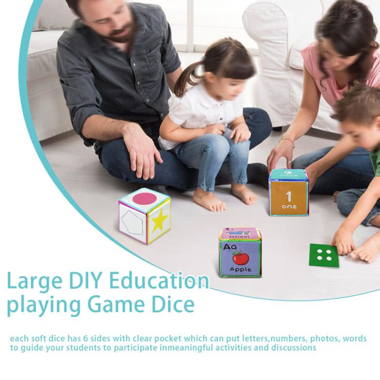 Card Insertable Soft Dice Educational Training Throwing Toy For Children Early Education Enlightenment - Six Colors
