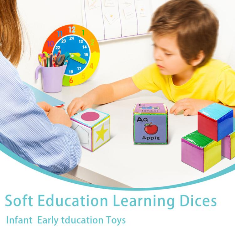 Card Insertable Soft Dice Educational Training Throwing Toy For Children Early Education Enlightenment - Six Colors
