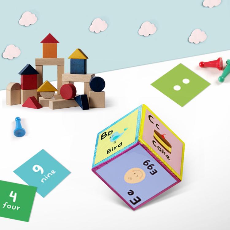 Card Insertable Soft Dice Educational Training Throwing Toy For Children Early Education Enlightenment - Six Colors