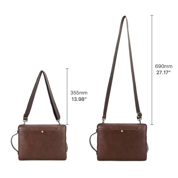 CONTACTS FAMILY 14.2 Inch Crazy Horse Leather Messenger Bag Vintage Crossbody Laptop Briefcase - Brown