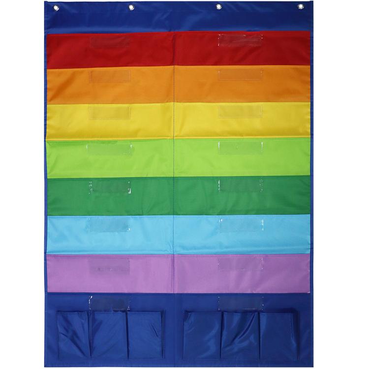 Book Magazine Storage Hanging Bag Wall Mounted File Storage Pouch Rainbow Hanging Bag - Rainbow Color