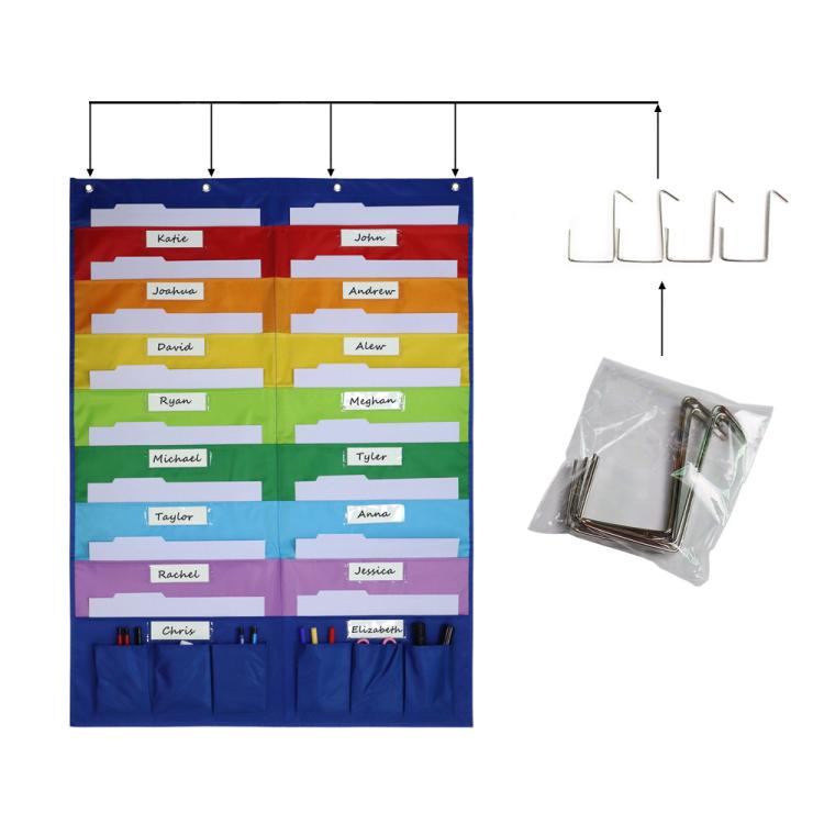 Book Magazine Storage Hanging Bag Wall Mounted File Storage Pouch Rainbow Hanging Bag - Rainbow Color