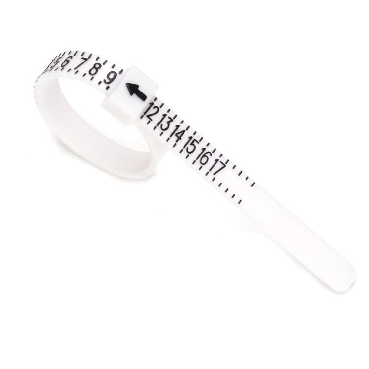 10pcs Portable Ring Measuring Belt Finger Circumference Soft Ruler, Color: White US Standard Black Letters
