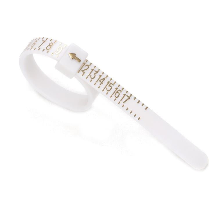 10pcs Portable Ring Measuring Belt Finger Circumference Soft Ruler, Color: White US Standard Gold Letters