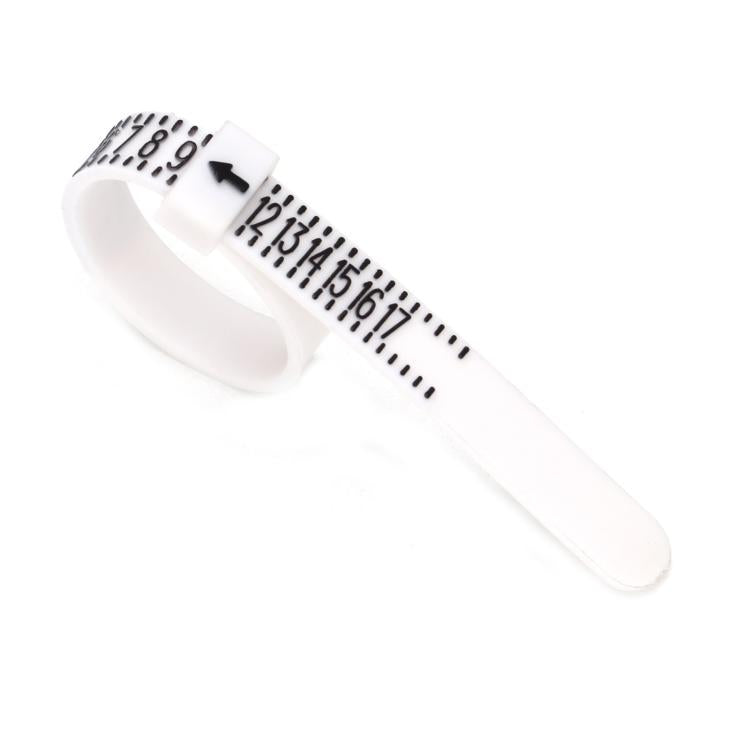 10pcs Portable Ring Measuring Belt Finger Circumference Soft Ruler, Color: White US Standard Black Letters Width