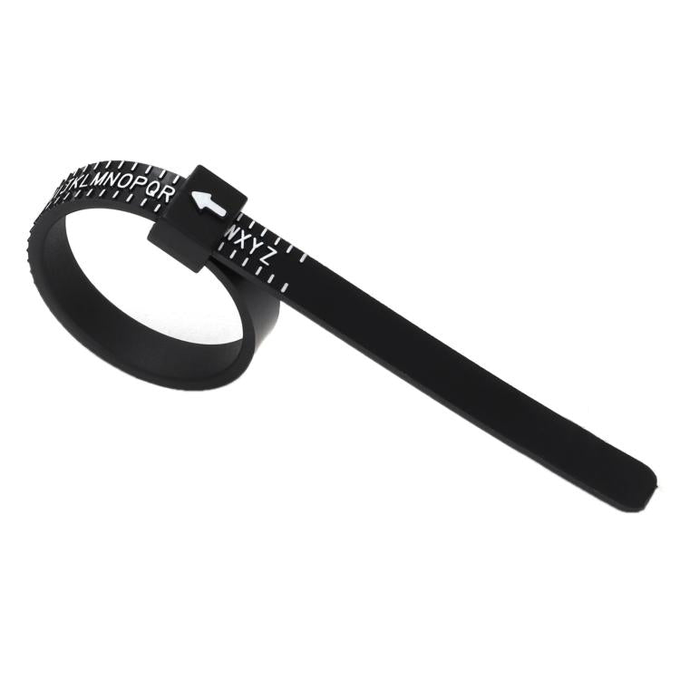 10pcs Portable Ring Measuring Belt Finger Circumference Soft Ruler, Color: Black UK Standard White Letters