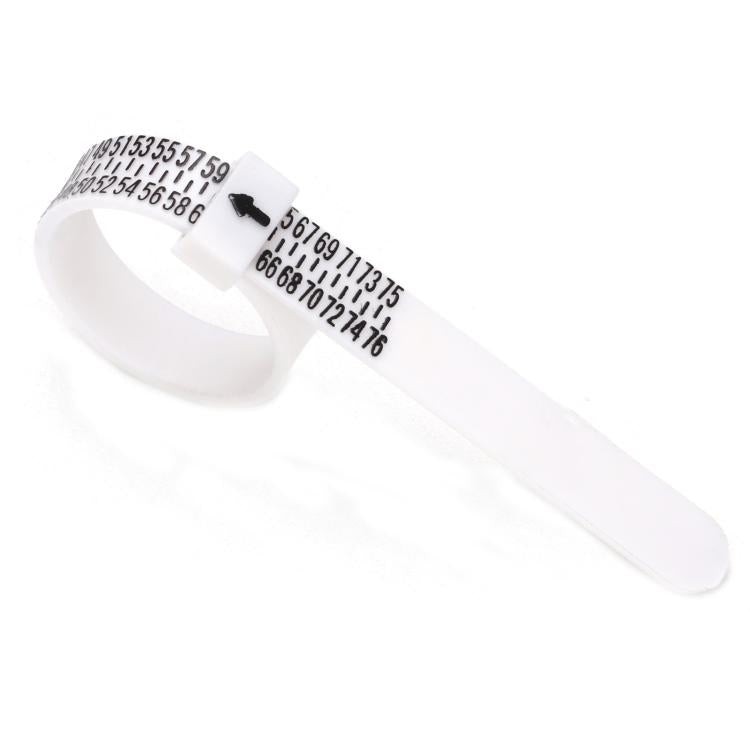 10pcs Portable Ring Measuring Belt Finger Circumference Soft Ruler, Color: White CU Standard Black Letters