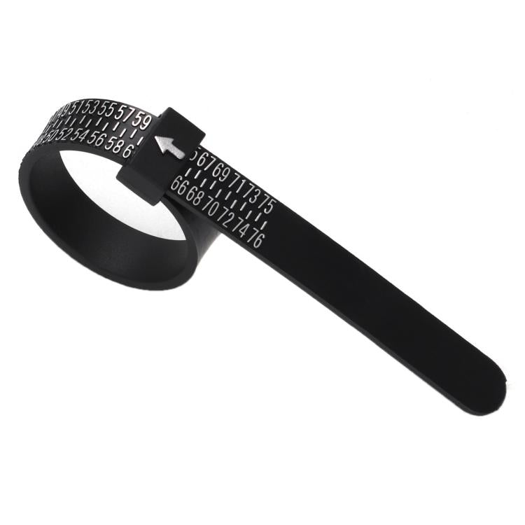 10pcs Portable Ring Measuring Belt Finger Circumference Soft Ruler, Color: Black CU Standard White Letters