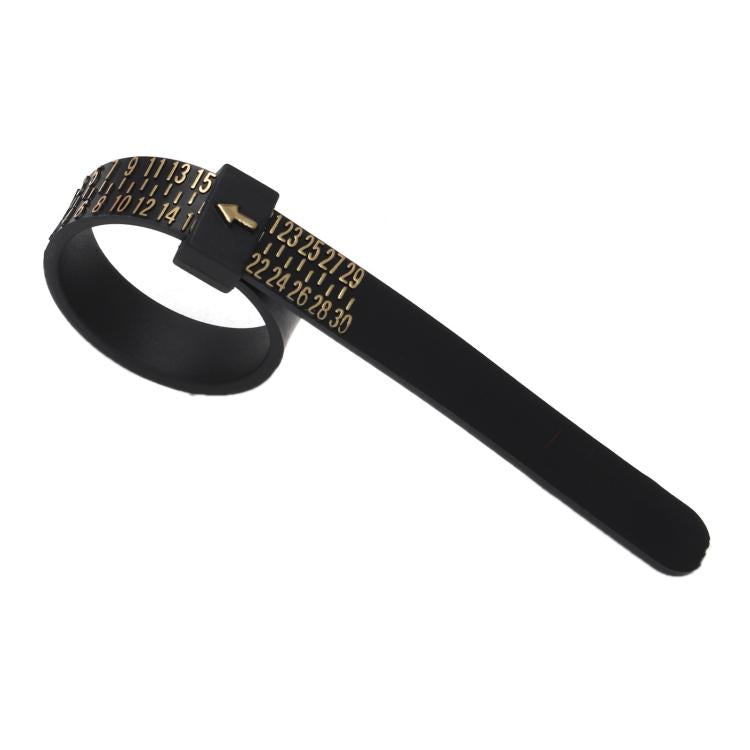 10pcs Portable Ring Measuring Belt Finger Circumference Soft Ruler, Color: Black KR Standard Gold Letters