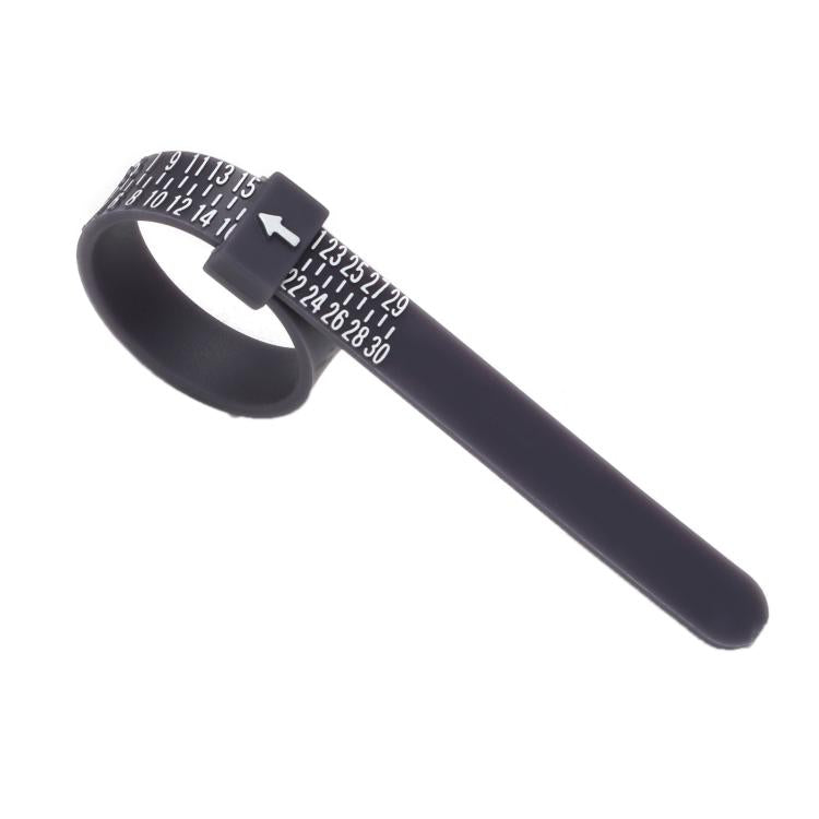 10pcs Portable Ring Measuring Belt Finger Circumference Soft Ruler, Color: Black KR Standard White Letters