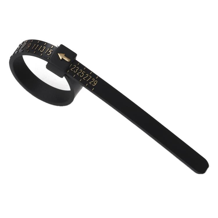 10pcs Portable Ring Measuring Belt Finger Circumference Soft Ruler, Color: Black JP Standard Gold Letters