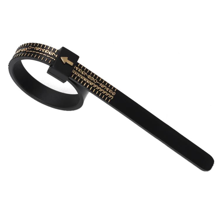 10pcs Portable Ring Measuring Belt Finger Circumference Soft Ruler, Color: Black IND Standard Gold Letters