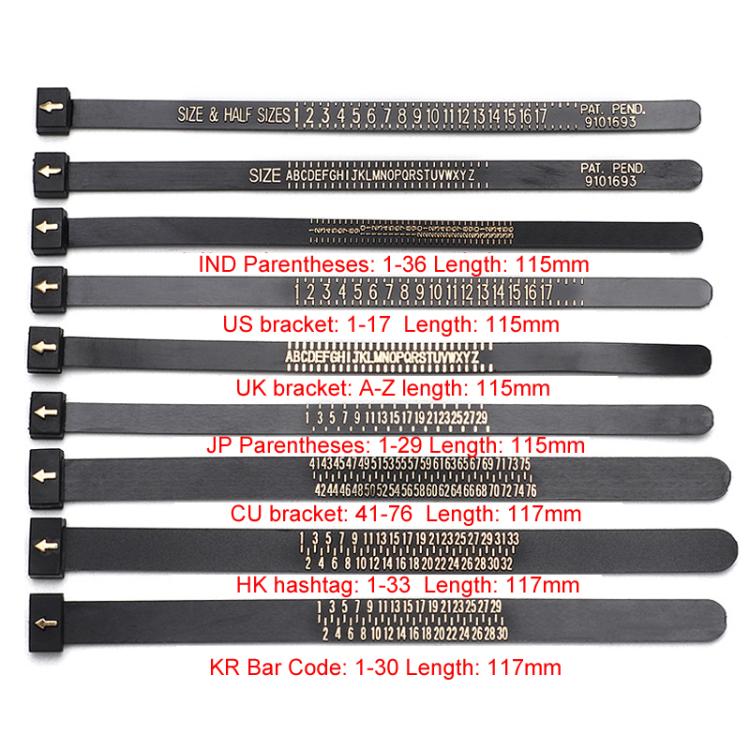 10pcs Portable Ring Measuring Belt Finger Circumference Soft Ruler, Color: White KR Standard Black Letters