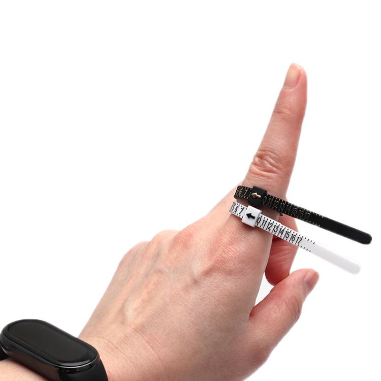 10pcs Portable Ring Measuring Belt Finger Circumference Soft Ruler, Color: White CU Standard Black Letters