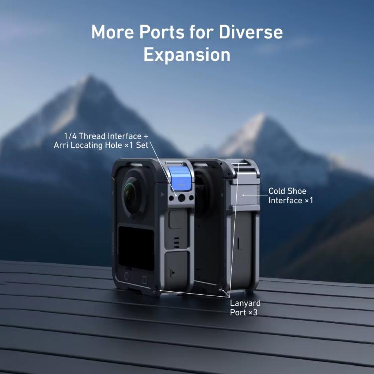 For DJI Osmo 360 TELESIN Aluminum Alloy Protective Cage Expansion Frame with Lens Cover - Metal Color