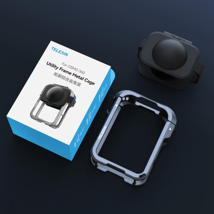 For DJI Osmo 360 TELESIN Aluminum Alloy Protective Cage Expansion Frame with Lens Cover - Metal Color