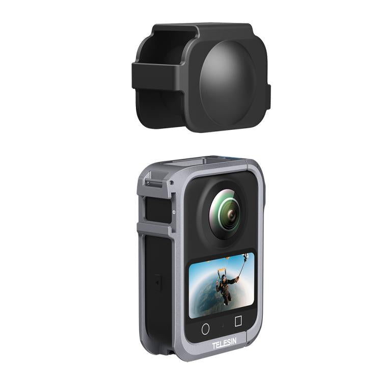 For DJI Osmo 360 TELESIN Aluminum Alloy Protective Cage Expansion Frame with Lens Cover - Metal Color