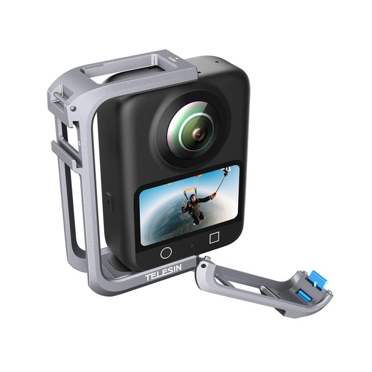 For DJI Osmo 360 TELESIN Aluminum Alloy Protective Cage Expansion Frame with Lens Cover - Metal Color
