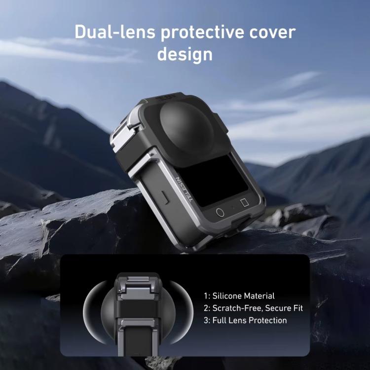 For DJI Osmo 360 TELESIN Aluminum Alloy Protective Cage Expansion Frame with Lens Cover - Metal Color