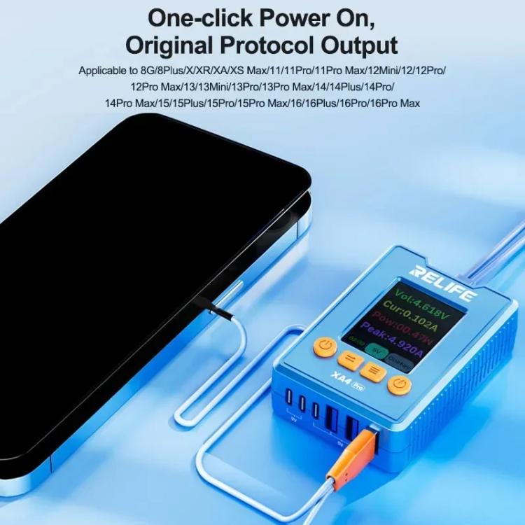 RELIFE XA4 Pro For Apple 8-16 Series One-click Power Cord Dual-port Design Supports Firmware Upgrade / Update