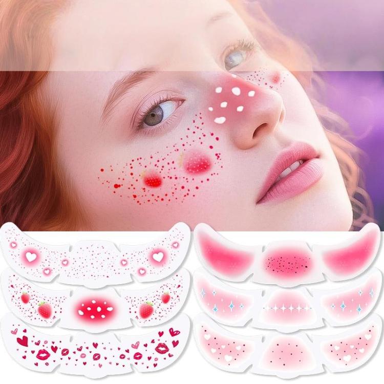 6 In 1 Realistic Fake Freckle Tattoos with Blush Effect Waterproof Cheek Stickers for Kids & Adults