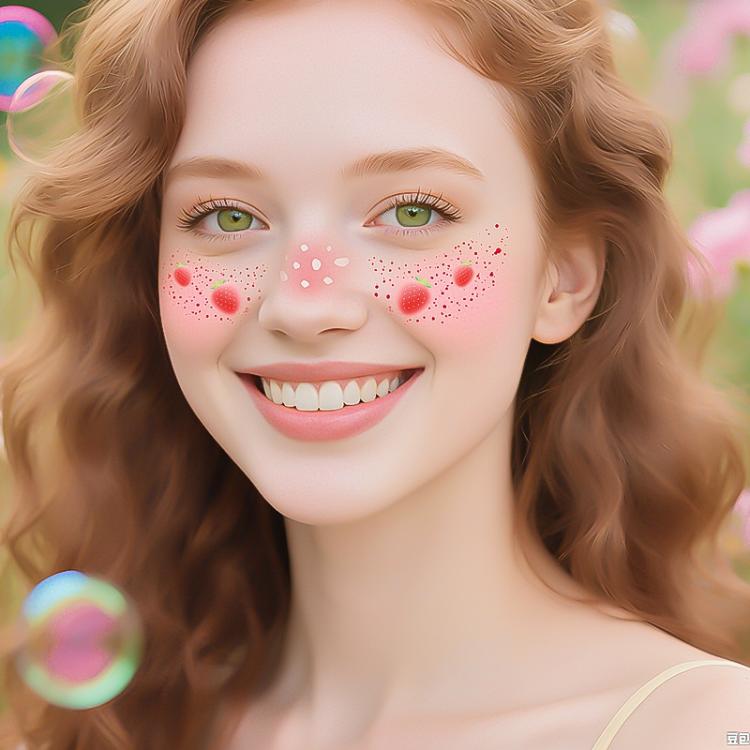 6 In 1 Realistic Fake Freckle Tattoos with Blush Effect Waterproof Cheek Stickers for Kids & Adults