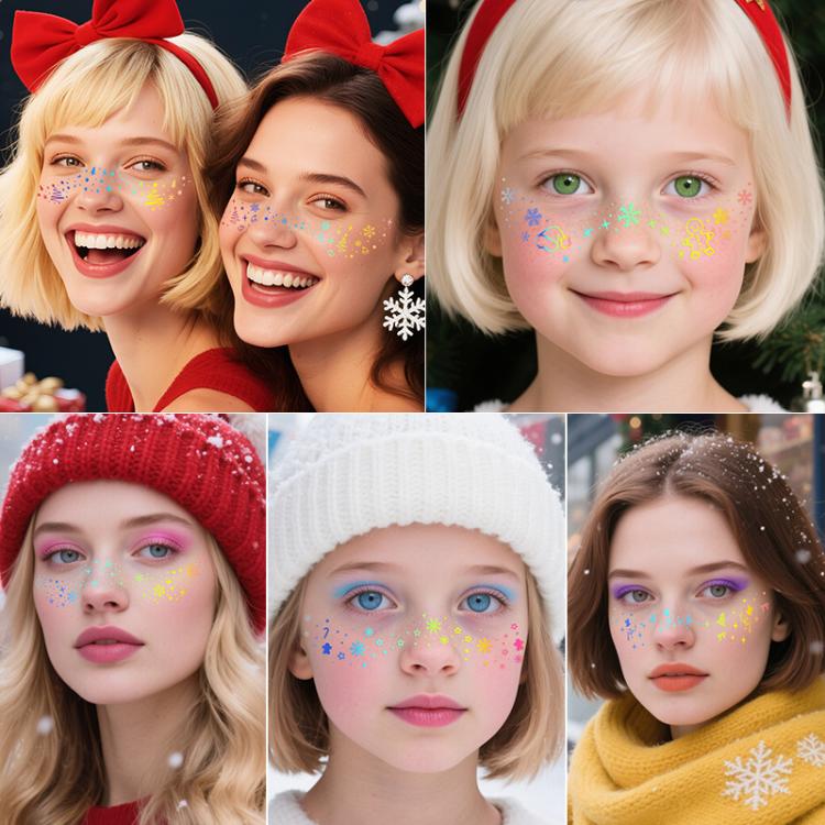 10pcs /Pack Laser Design Freckle Body Art Christmas Temporary Tattoos & Face Stickers QT-0204