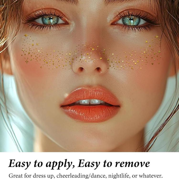 8pcs /Pack Glitter Fake Freckle Temporary Tattoos Face Stickers for Parties, Cosplay & Festive Makeup