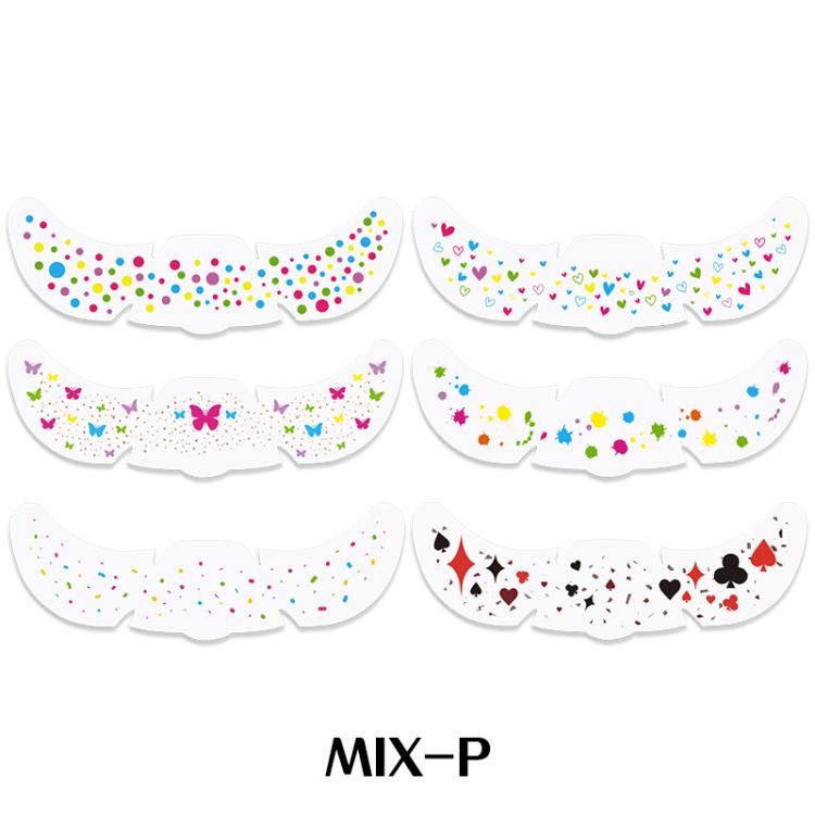 6-in-1 Rainbow Glitter Freckle Face Stickers Kit Multi-Design Temporary Tattoos for Parties, Festive Makeup - MIX-P