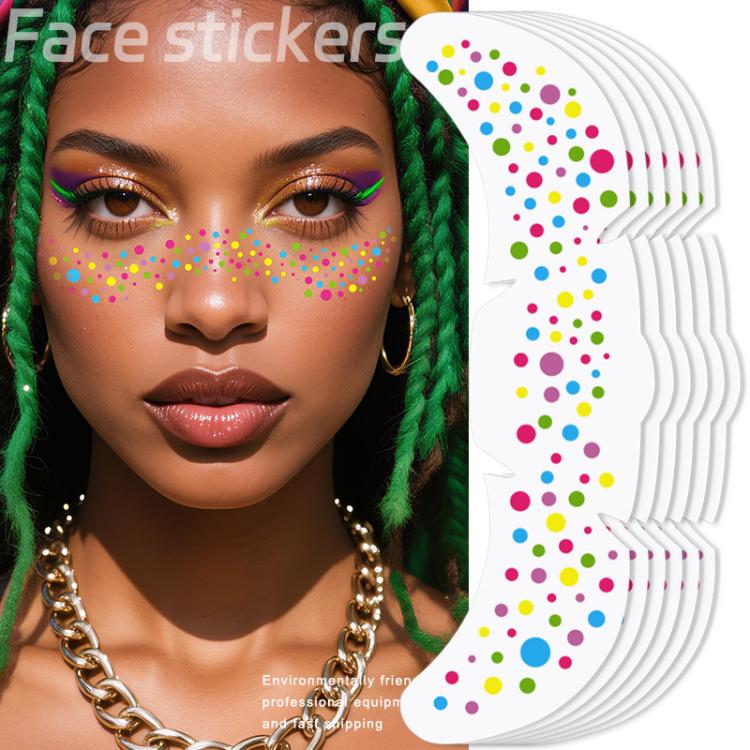 6-in-1 Rainbow Glitter Freckle Face Stickers Kit Multi-Design Temporary Tattoos for Parties, Festive Makeup - MIX-P