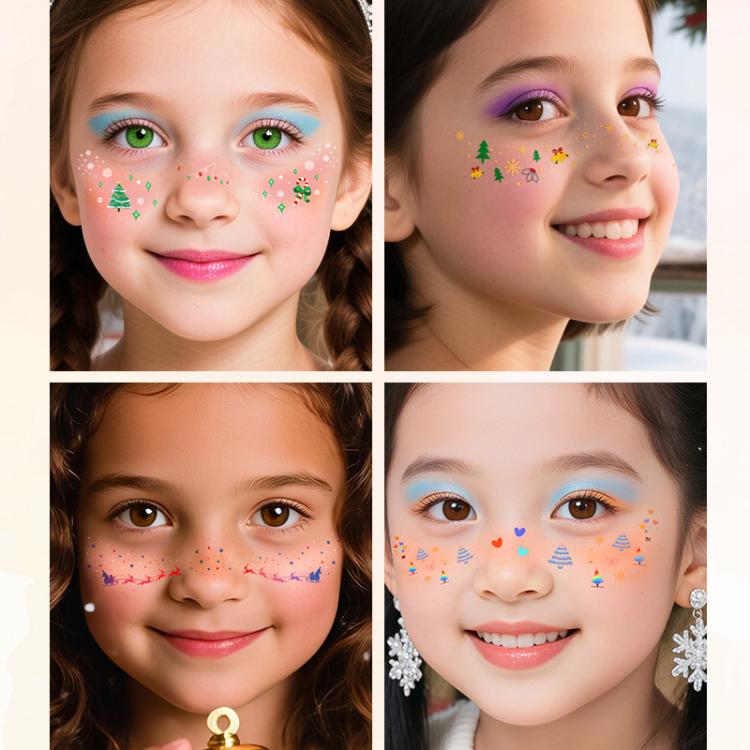 6pcs /Pack Christmas Realistic Fake Freckle Face Stickers Temporary Tattoos for Holiday Parties