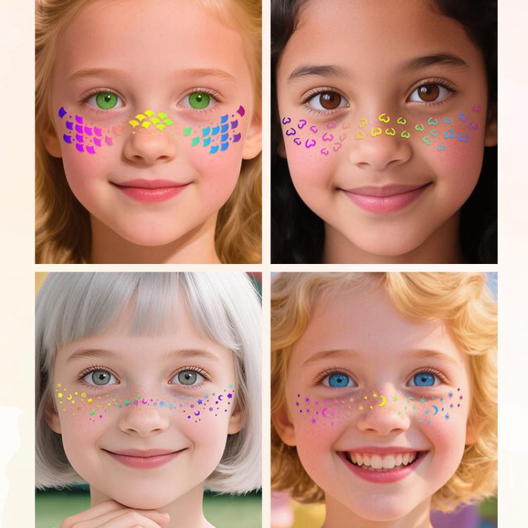 10pcs /Pack Waterproof Holographic Freckle Temporary Tattoos for Parties, Cosplay & Daily Makeup QT-0227