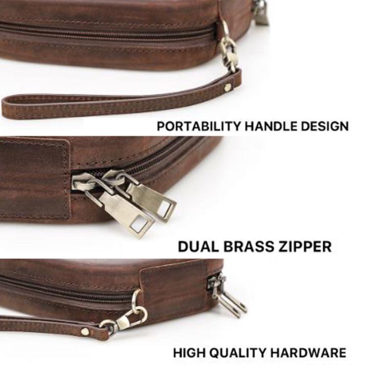 For AirPods Max 2 / Max CONTACTS FAMILY CF1127 Headphone Protective Cover With Wrist Zipper Headphone Bag - Coffee