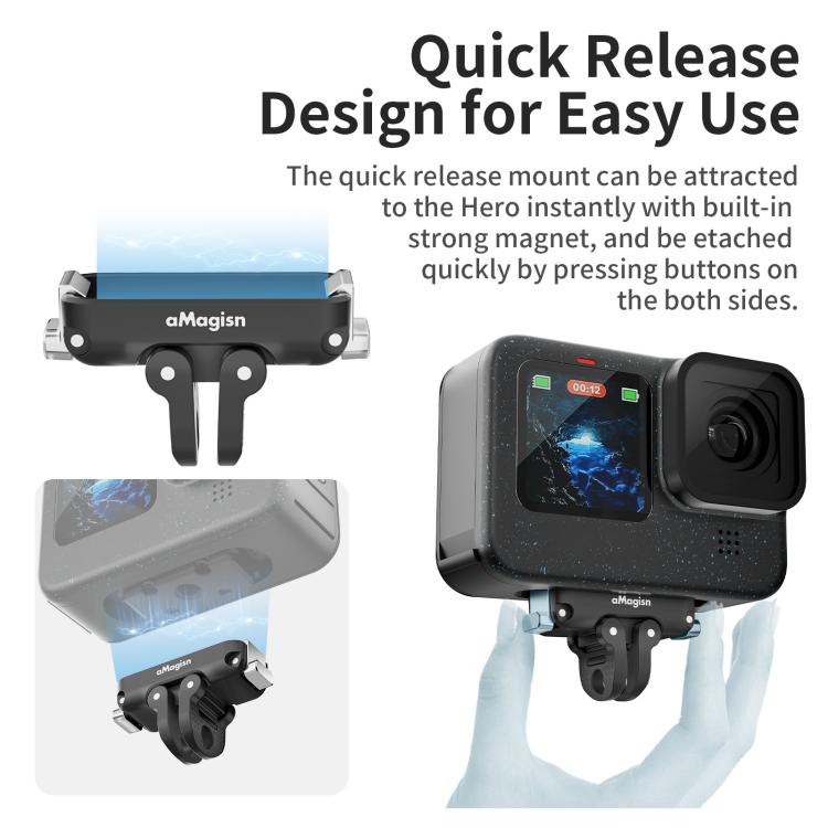 aMagisn Magnetic Quick Release Adapter for GoPro HERO13/12/11/10/9/8/11 Mini/MAX 2-in-1 Kit