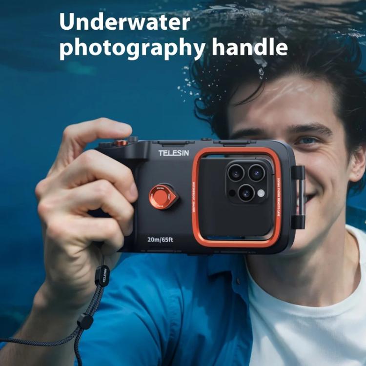 TELESIN P4-WTP-06 5.4-6.9 inch Mobile Phone Universal Diving Photography Handle 20M Bluetooth Waterproof Case