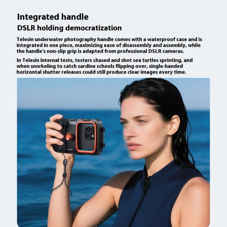 TELESIN P4-WTP-06 5.4-6.9 inch Mobile Phone Universal Diving Photography Handle 20M Bluetooth Waterproof Case