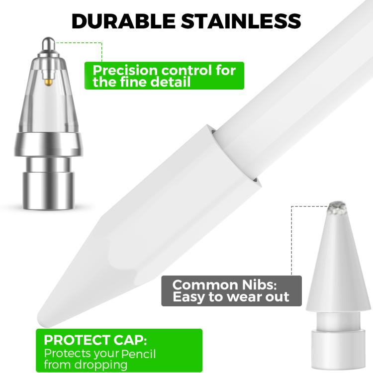 2pcs AhaStyle WG155 Replaceable Durable Metal Pen Tip, For Apple Pencil Pro / USB-C / 2 / 1