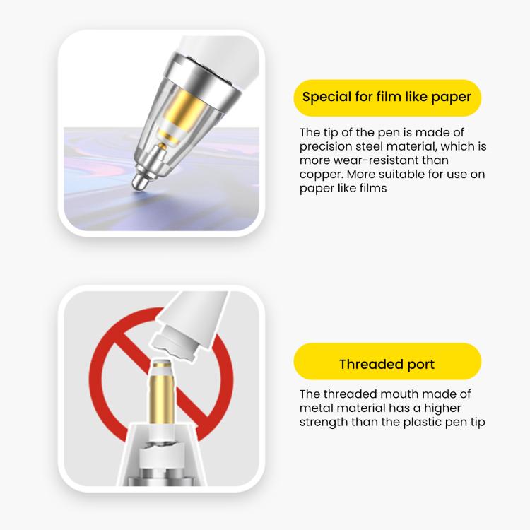 2pcs AhaStyle WG155 Replaceable Durable Metal Pen Tip, For Apple Pencil Pro / USB-C / 2 / 1