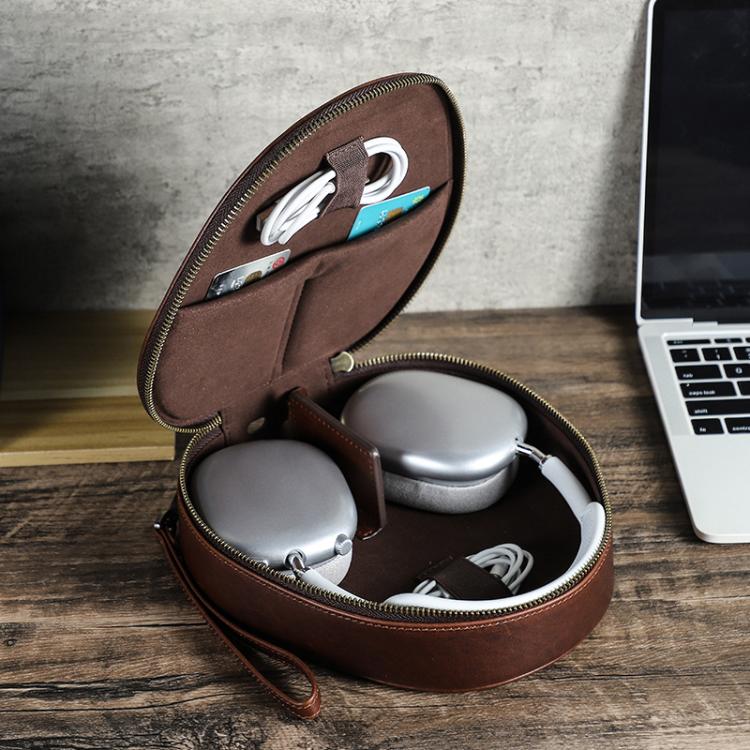 For Sony WH-1000XM6/5/4 CONTACTS FAMILY CF1220 Leather Handheld Headphone Storage Bag - Coffee