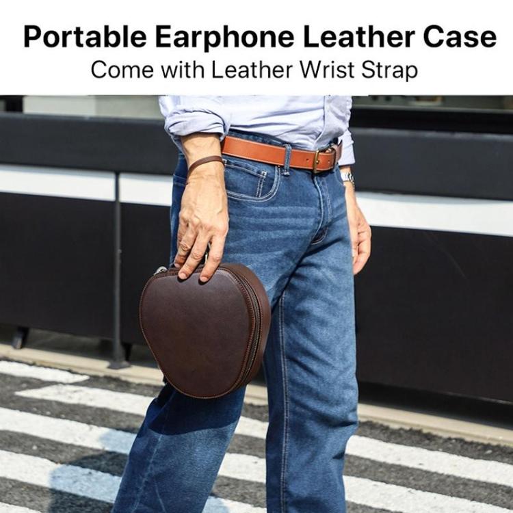 For Sony WH-1000XM6/5/4 CONTACTS FAMILY CF1220 Leather Handheld Headphone Storage Bag - Coffee