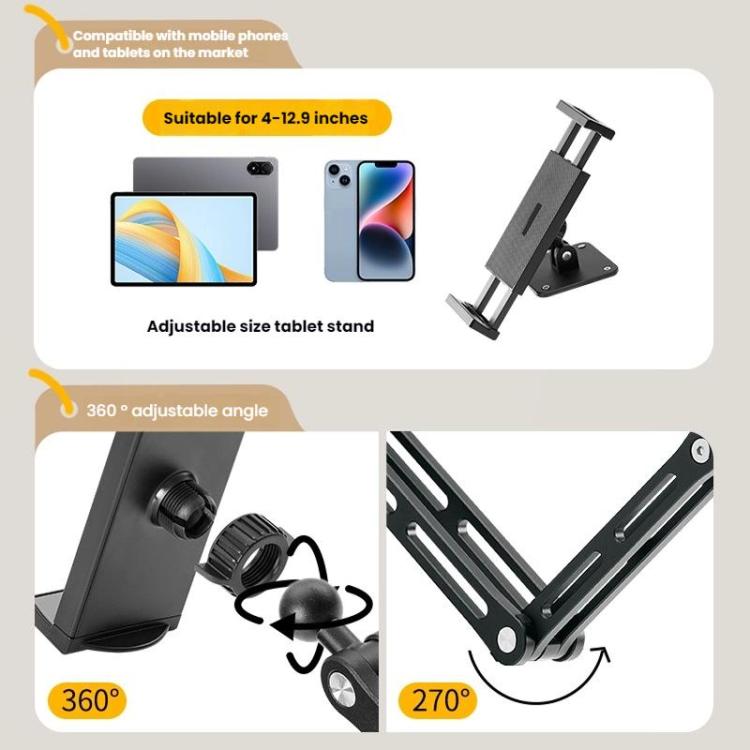 4-12.9 Inch Aluminum Alloy Rotating Cantilever Wall Mount For Phones And Tablets, Style: Long Version