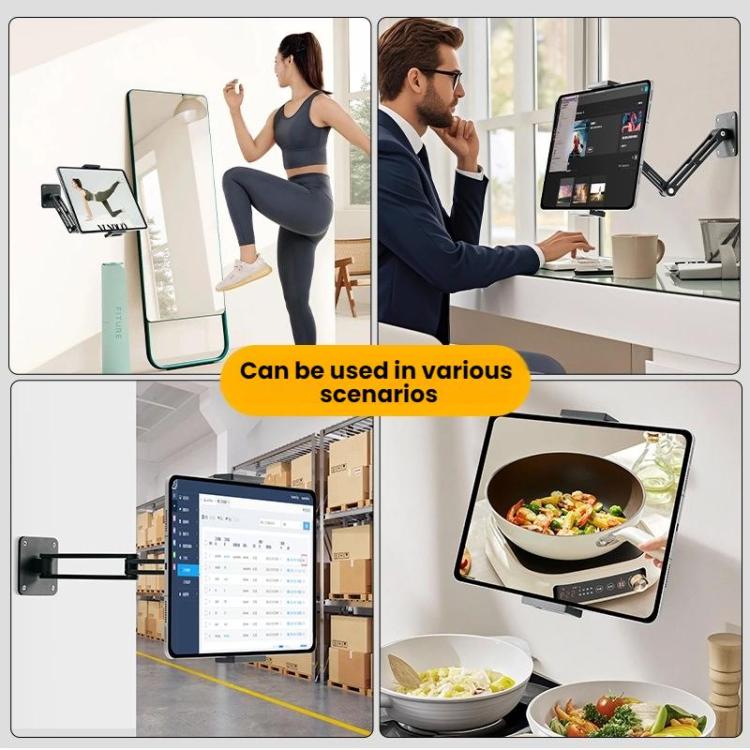 4-12.9 Inch Aluminum Alloy Rotating Cantilever Wall Mount For Phones And Tablets, Style: Short Version