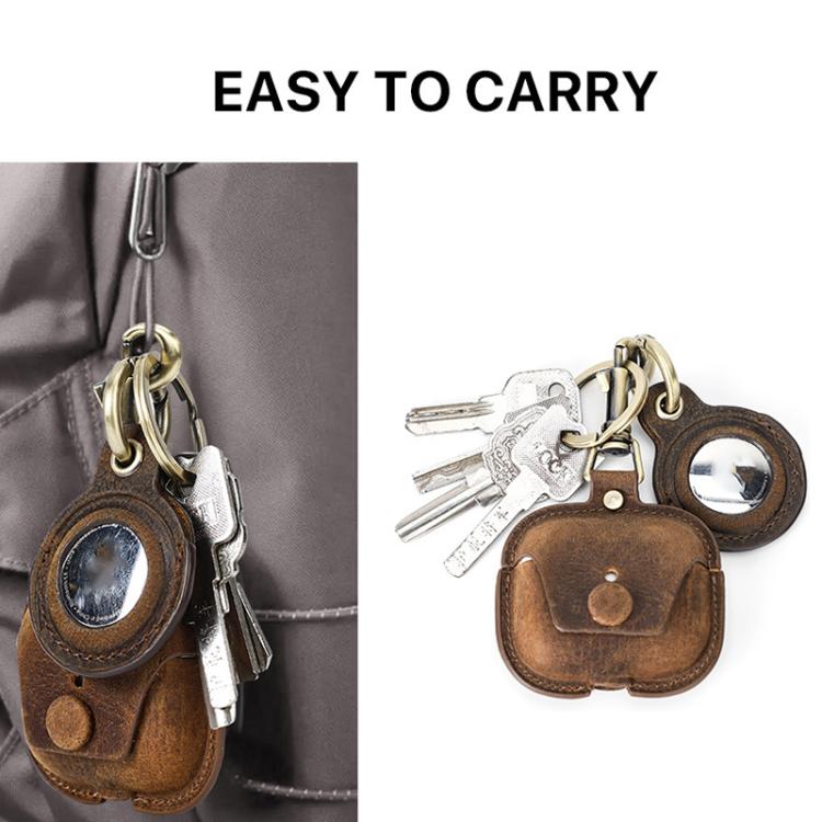 For AirPods 3 / Airtag CONTACTS FAMILY CF1142+CF1139 2In1 Anti Loss Leather Case - Coffee