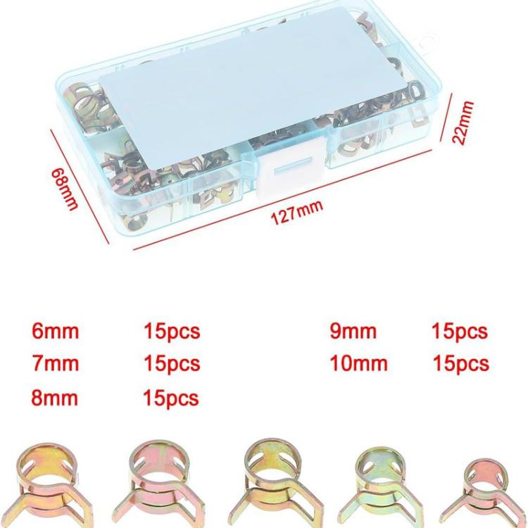 75pcs /Set M6/M10 Automotive Fuel Line Mini Spring Hose Clamp Set