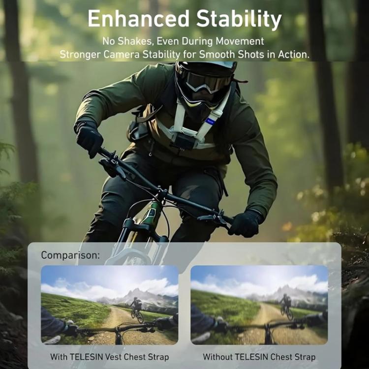 TELESIN S2-CGP-01GY Universal Action Camera Chest Belt Bracket Quick Release Chest Strap Mount - Gray