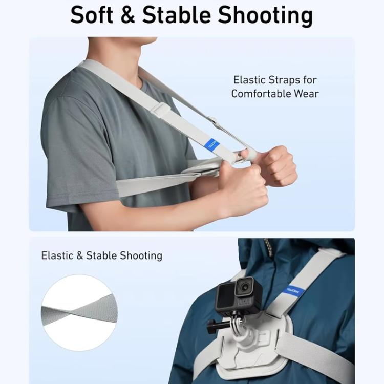 TELESIN S2-CGP-01GY Universal Action Camera Chest Belt Bracket Quick Release Chest Strap Mount - Gray