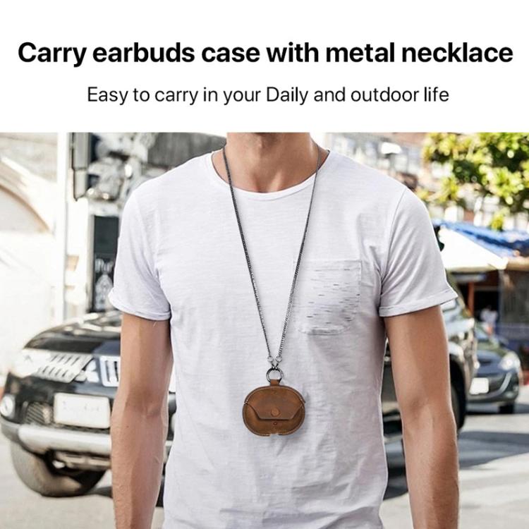 For Beats Studio Buds CONTACTS FAMILY CF1136B Leather Chain Bluetooth Earphone Protective Case