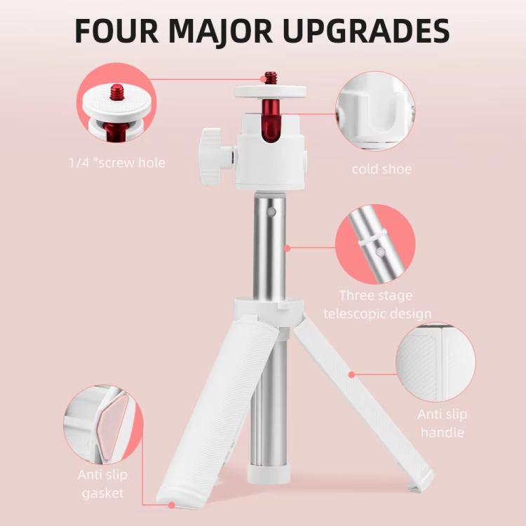 Flymile 15.8-30.8cm Tripod Selfie Stick for Action Cameras With 360-degree Adjustable Ball Head & Cold Shoe - White