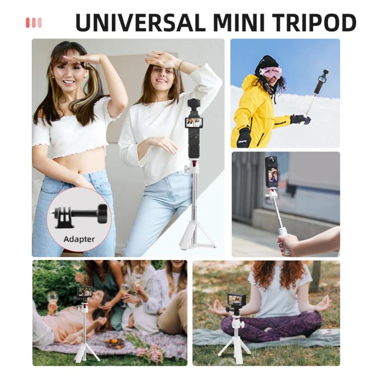 Flymile 15.8-30.8cm Tripod Selfie Stick for Action Cameras With 360-degree Adjustable Ball Head & Cold Shoe - White