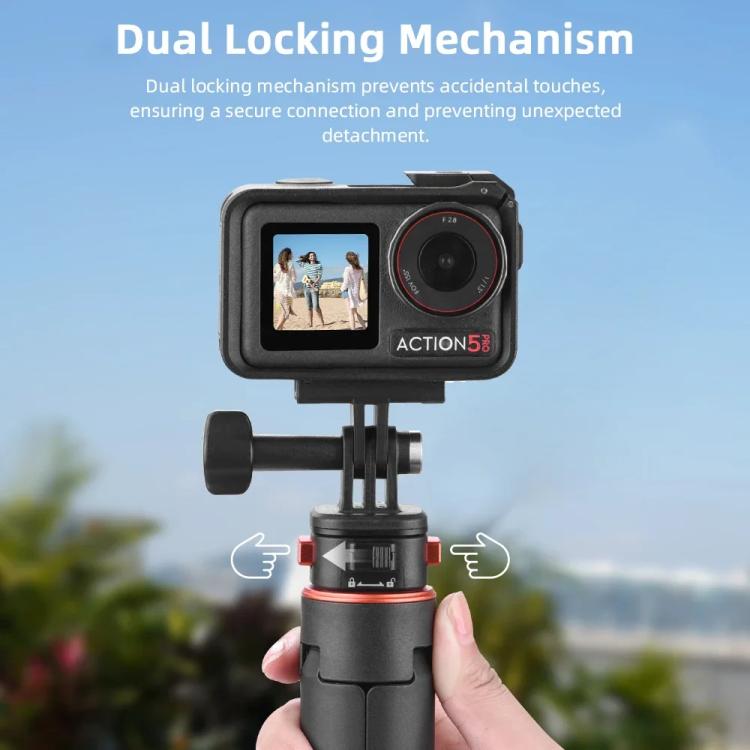 Flymile 1.63m Magnetic Quick-Release Tripod Selfie Stick for Action Cameras for Vlogging, Outdoor Sports - Black
